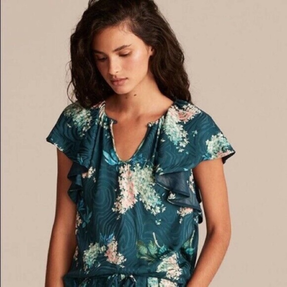 Rebecca Taylor teal hydrangea top size M